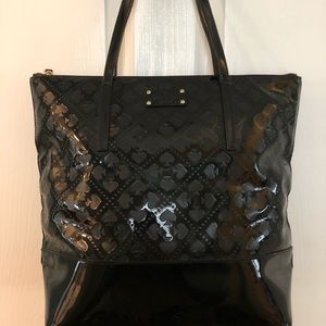 Kate Spade black tote bag patent leather EUC
